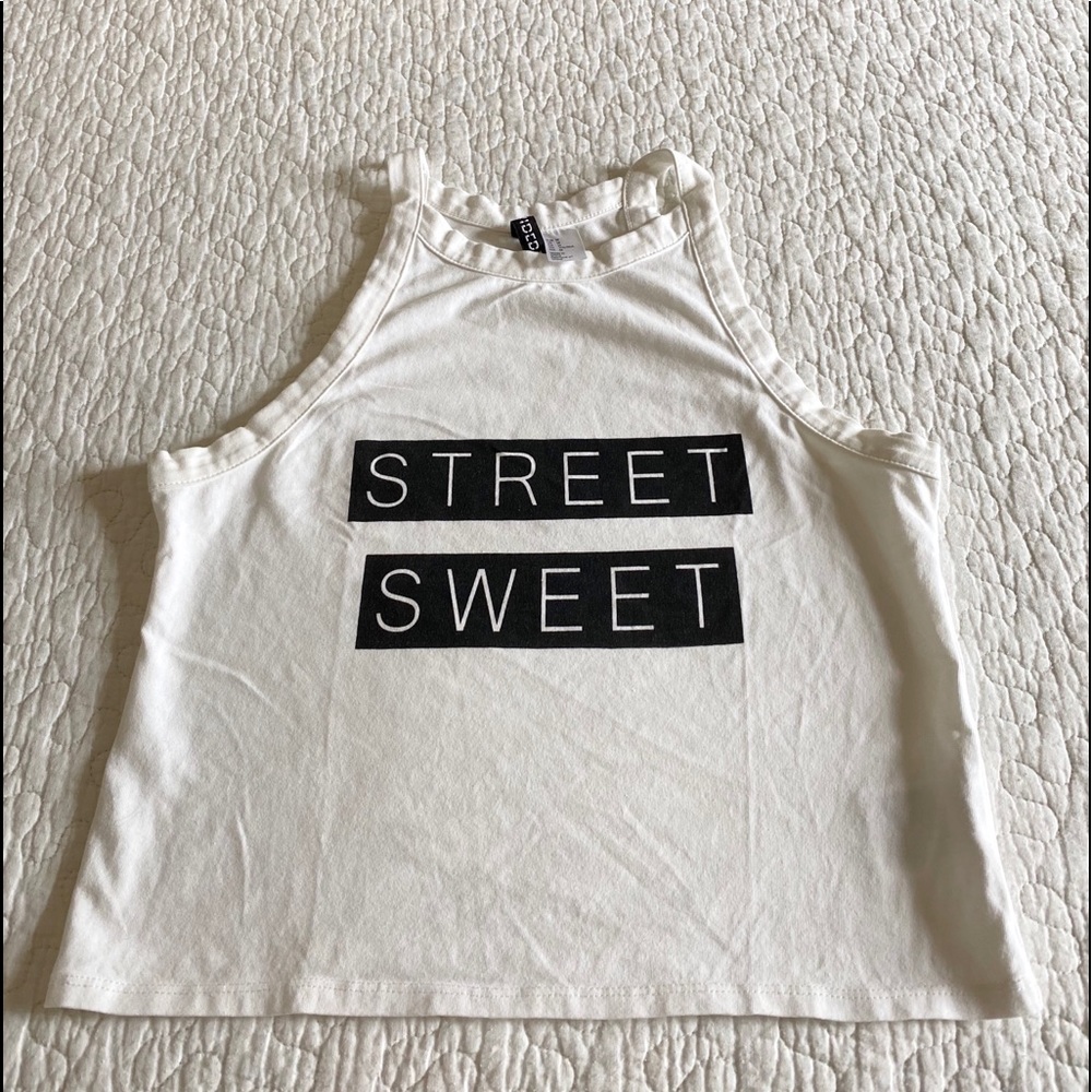 “Street Sweet” white tank crop top